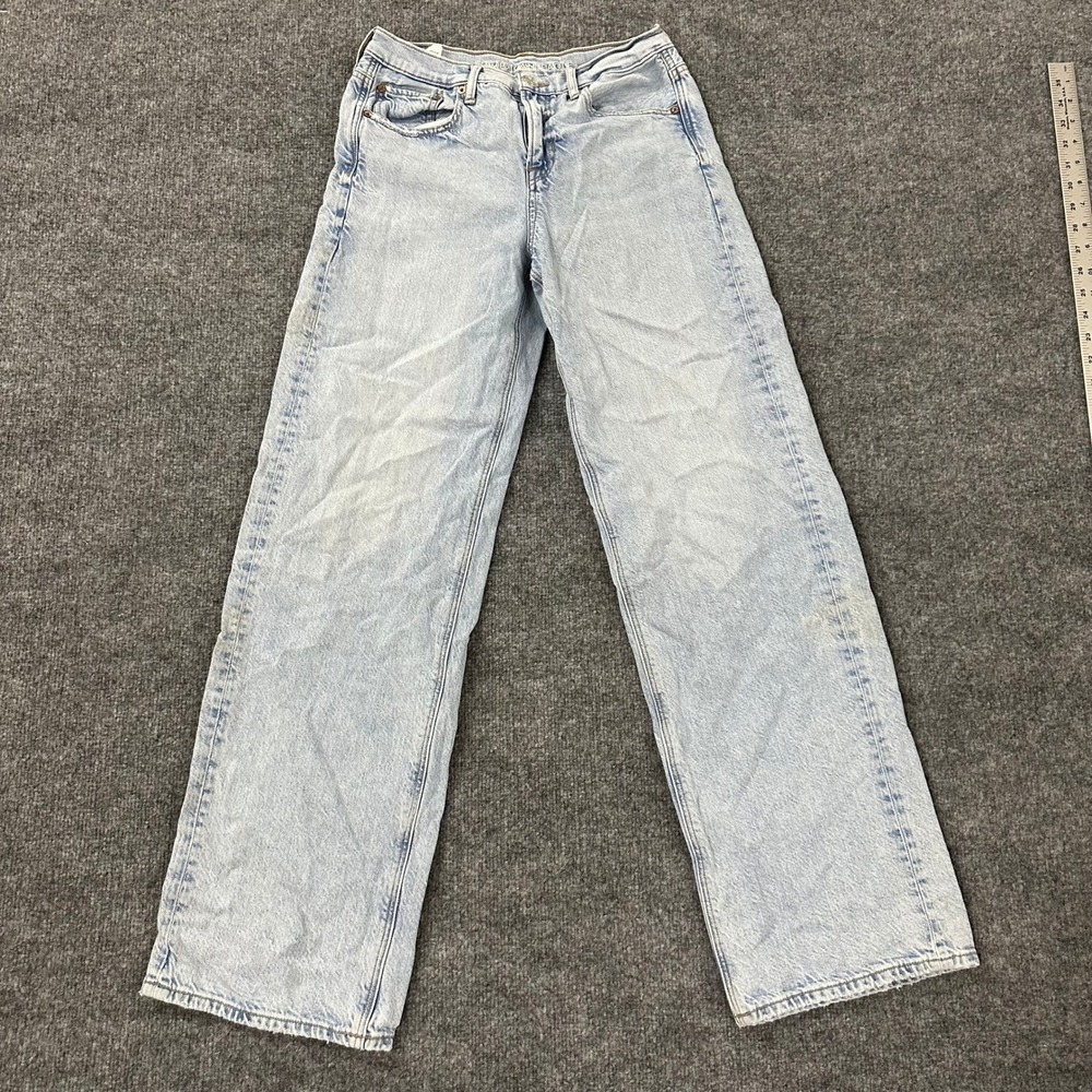 American Eagle Jeans Womens Size 6 Long Light Wash Wide Leg High Waisted Denim